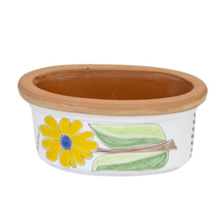 Sicilian handmade ceramic Oval planter Folk Daisy VSPO819FK-2 De Simone Pottery Sicilian handmade ceramic Oval planter Folk Daisy VSPO819FK-2 De Simone Pottery